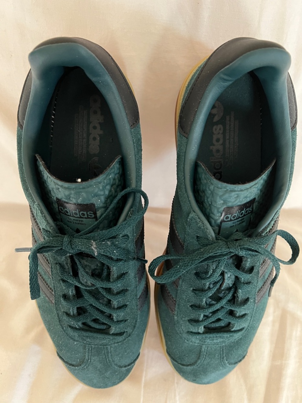 adidas Women’s Green Suede Athletic Sneakers with Black Accents